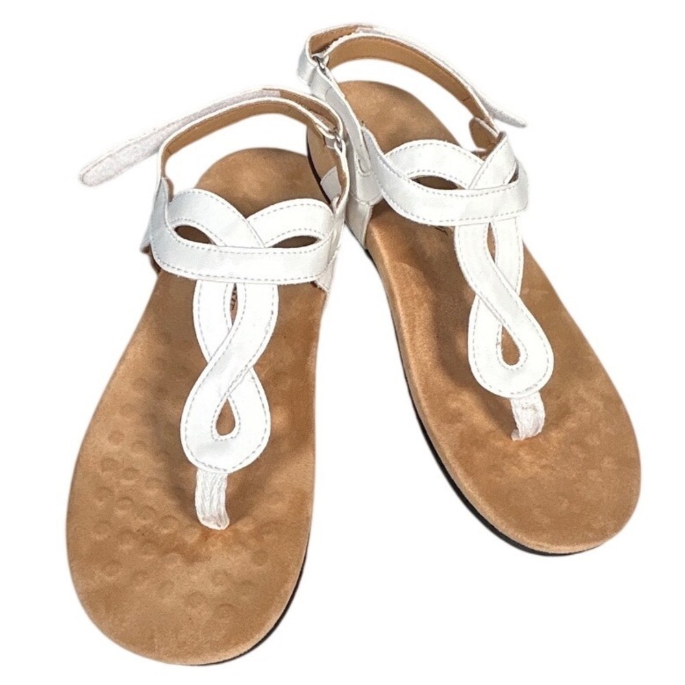 Athlefit Womens White Thong Sandals Ankle Strap Flat Comfort Shoes Boho Size 9